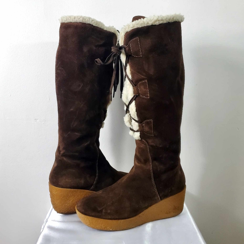Vintage MICHAEL Michael Kors Suede Knee High Lace Up Snow Boots